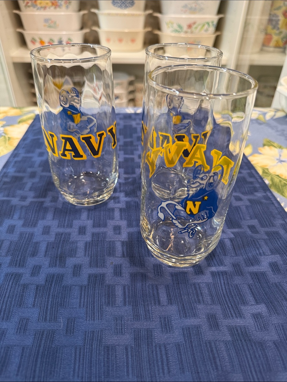 Vintage Libbey Set of 3 U.S. Navy "Bill the Goat" glasses from the 1980s